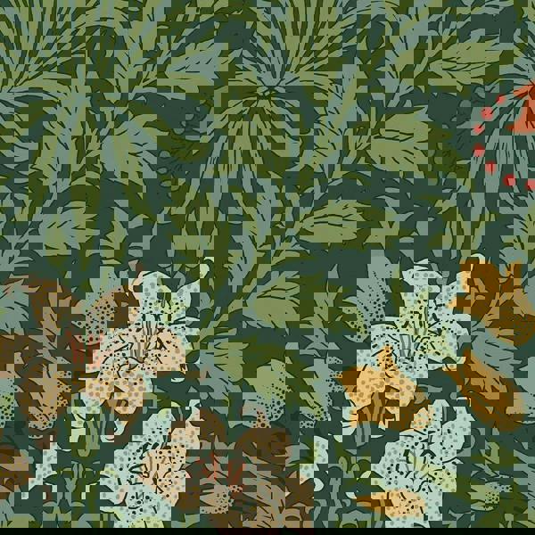 William Morris At Home Garden Wallpaper | Moss Green