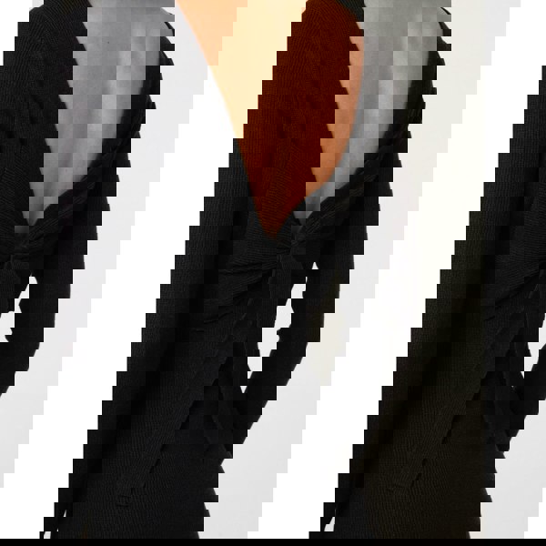 Blue Vanilla V Neck Bow Back Detailed Knitted Dress