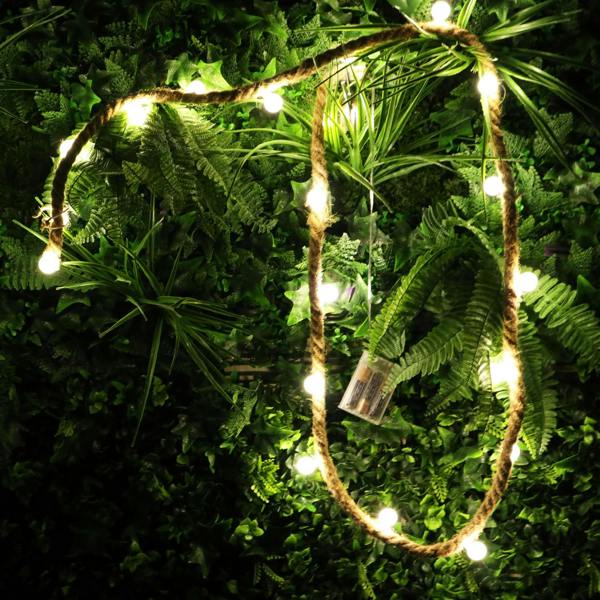 1.8cm Rustic Hemp Rope Warm White LED Silhouette Light, Battery Operated Decorative Accent image 4