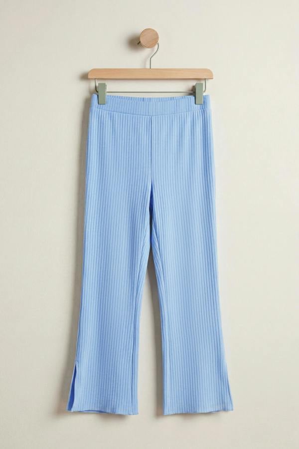 ENORSIA Textured Rib Side Slit Jersey Trousers