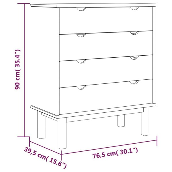 Berkfield Drawer Cabinet OTTA 76.5x39.5x90cm Solid Wood Pine