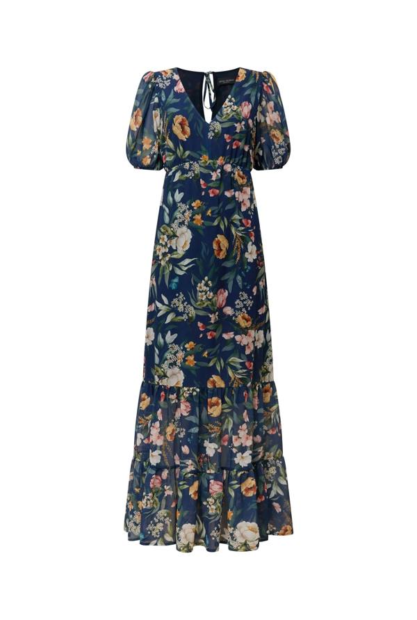 James Lakeland Navy Botanical Floral Maxi Dress