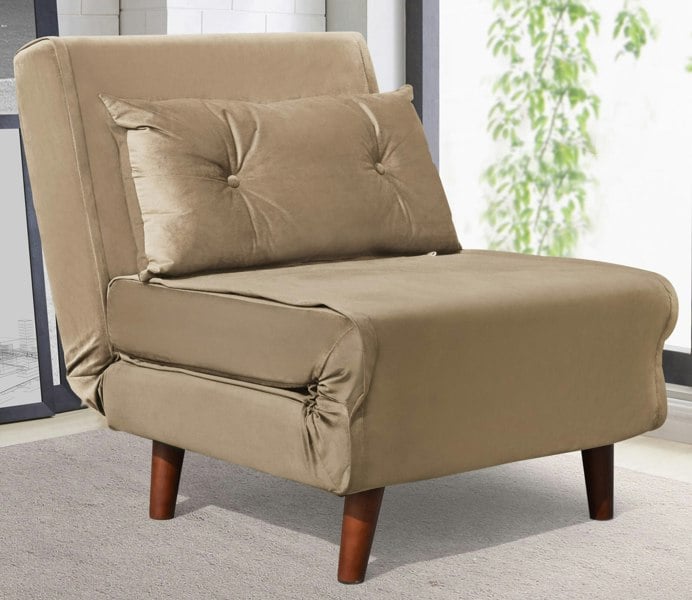 Comfy Living Rhodes Plush Velvet Pull Out Chair Bed
