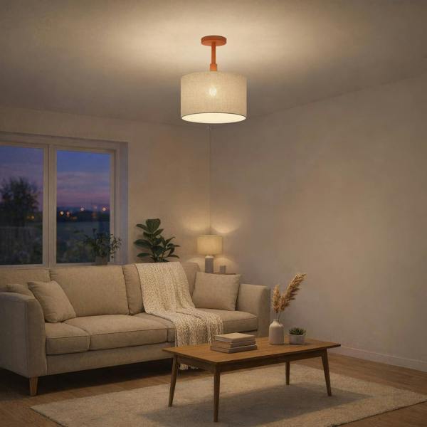 Traditional Matte Orange Ceiling Light Fitting to Hold Lamp Shades Image 6