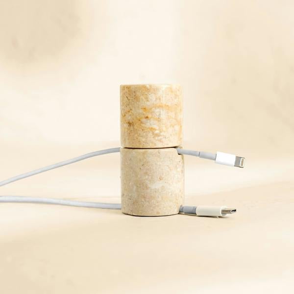 Marble cable pillar tower triple desk cable tidy genuine stone
