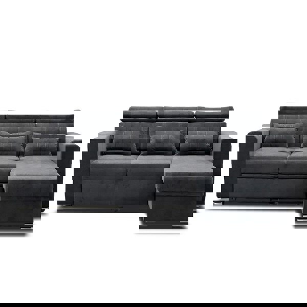 Miami Grey Fabric Corner Sofa Bed With Storage and Headrests - 4