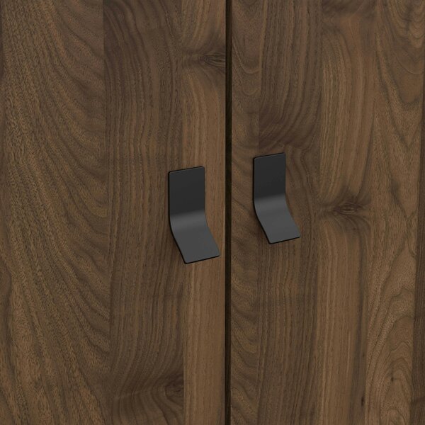 Wyld Haus Juno Black and Walnut Wood Wardrobe 3 Doors 3 Drawers