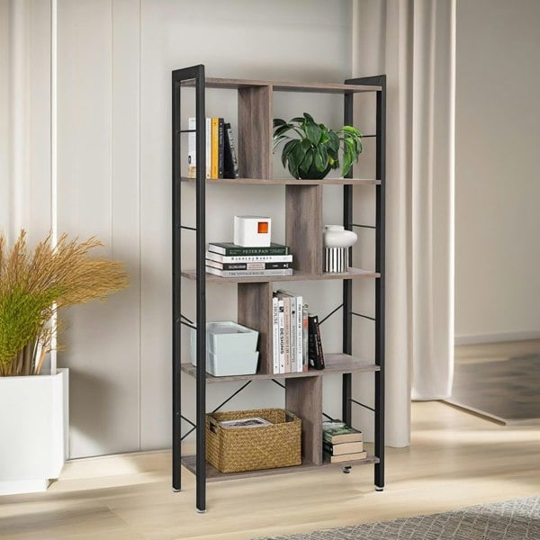 Rafaelo Mobilia 4 Tier Bookcase Display Stand Divider Greige