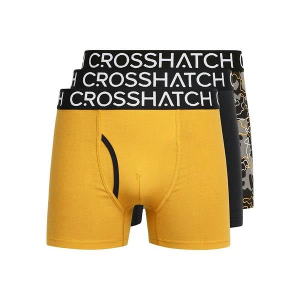 Crosshatch Mens Lynol Boxer Shorts (Pack of 3) - Yellow - 