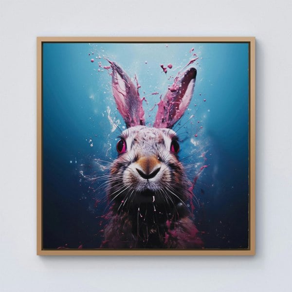 Warren Reed Rabbit Face Splash Art Framed Canvas