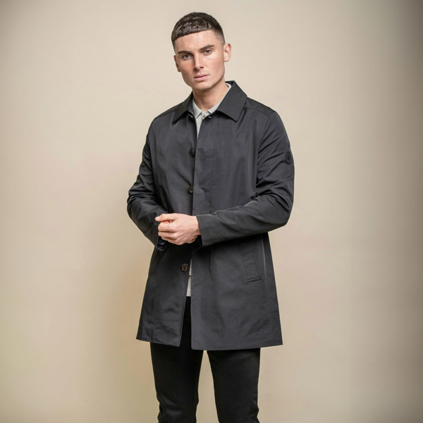 Barracuda black long coat front