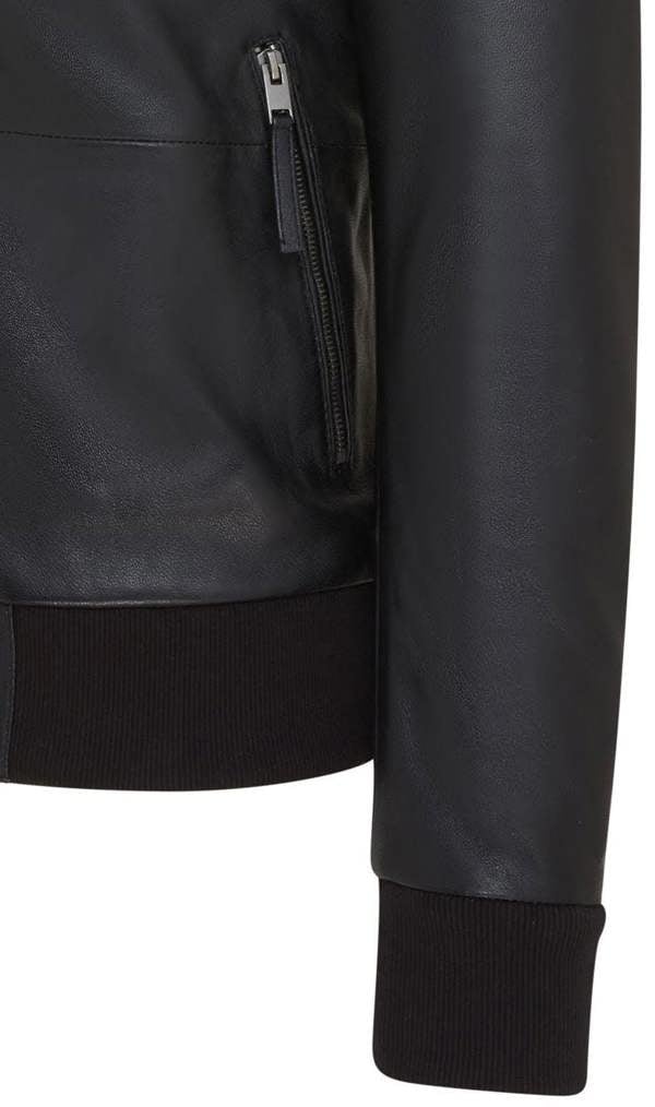 Infinity Leather Mens Black Retro Leather Bomber Jacket -  Adak