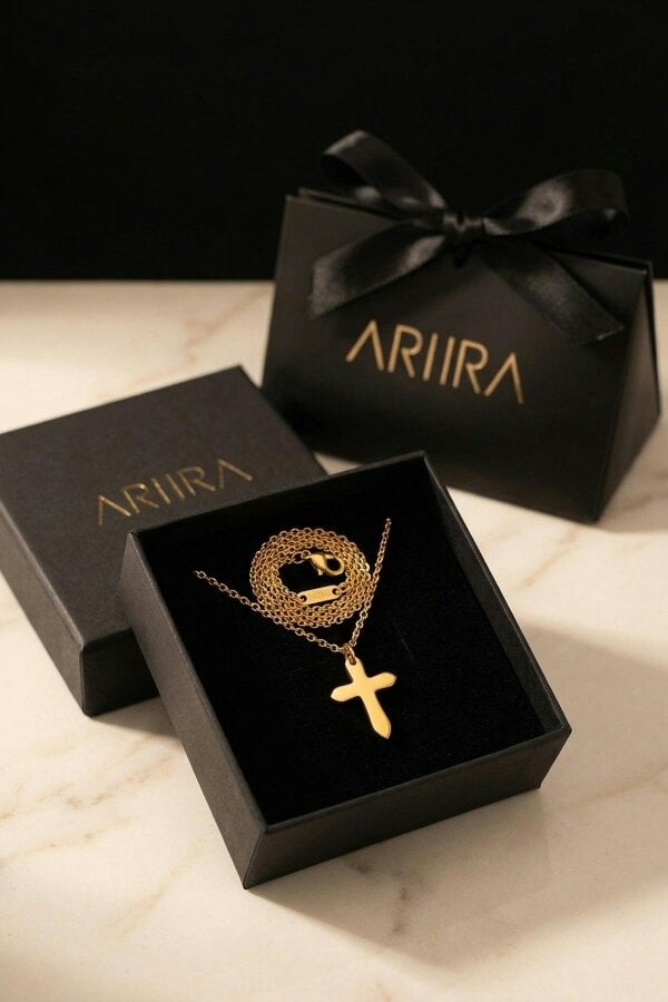 ARIIRA Letitia Gold Tone Cross Pendant Necklace