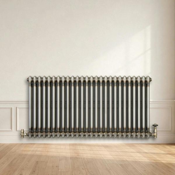 Monstershop Traditional 2 Column Radiator - 600 x 1190mm - Raw Metal