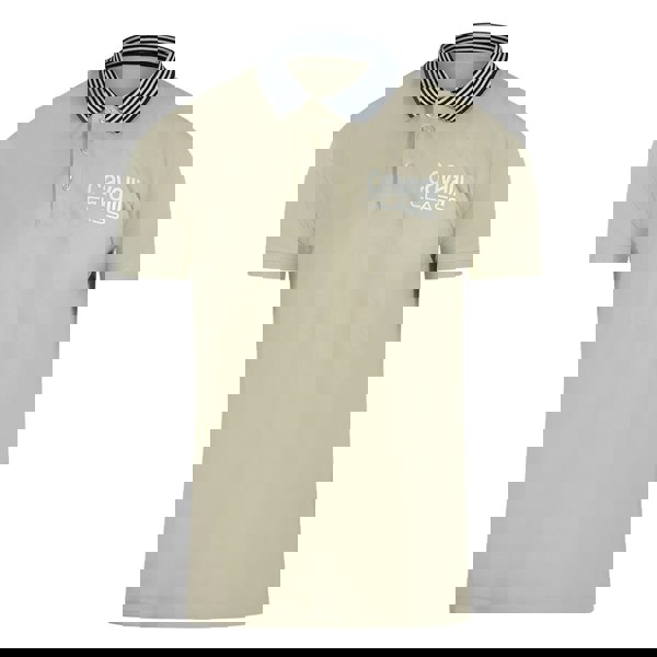 Cavalli Class Striped Collar Beige Polo Shirt