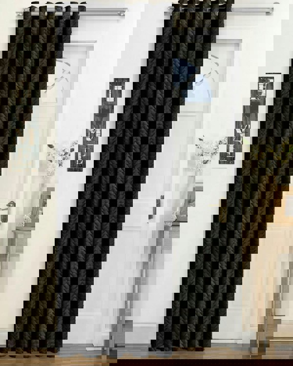 Velosso Chevron Eyelet Thermal Door Curtain - 117cm x 213cm