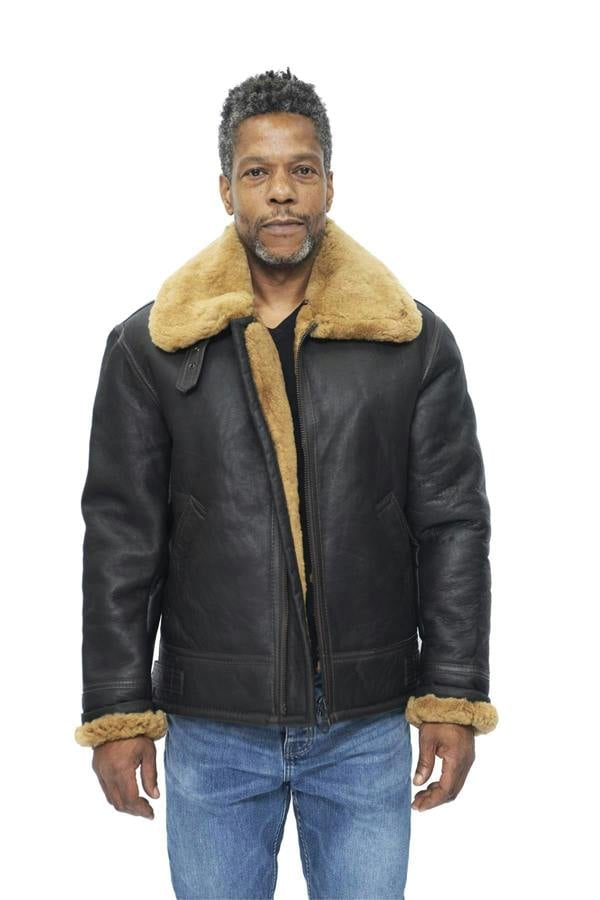 Infinity Leather Mens B3 WW2 Leather Sheepskin Aviator Flying Jacket-Hartland