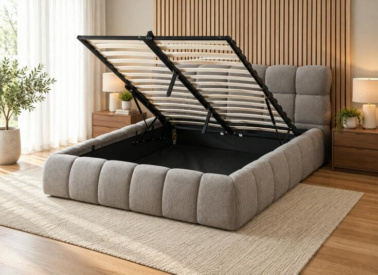 Outdoor Living The Maya Upholstered Soft Plush Ottoman Bed Frame
