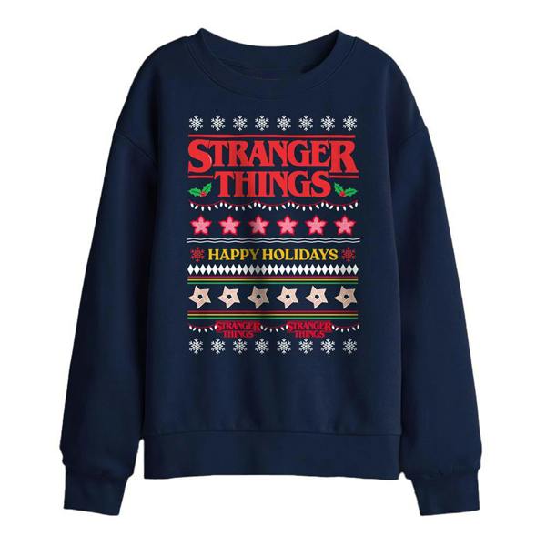 Stranger Things Childrens/Kids Ugly Demogorgon Christmas Jumper Sweatshirt - Navy