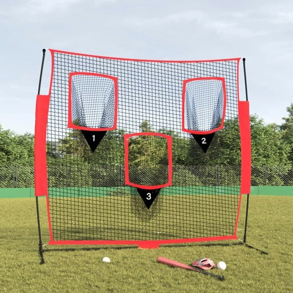 Berkfield Portable Baseball Net Black and Red 183x105x183 cm Polyester
