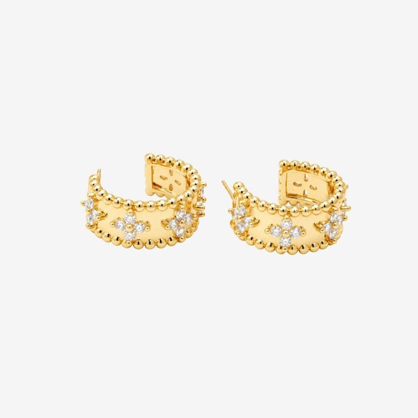 Uchi & Soto Kinmokusei Gold Bead Floral Earrings