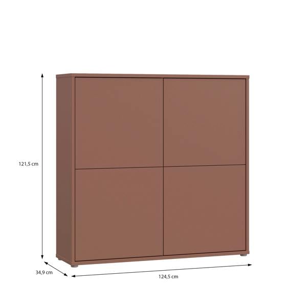 Furniture To Go Alice Springs 4 Door Large Storage Cabinet with Push-to-Open Doors in Terracotta