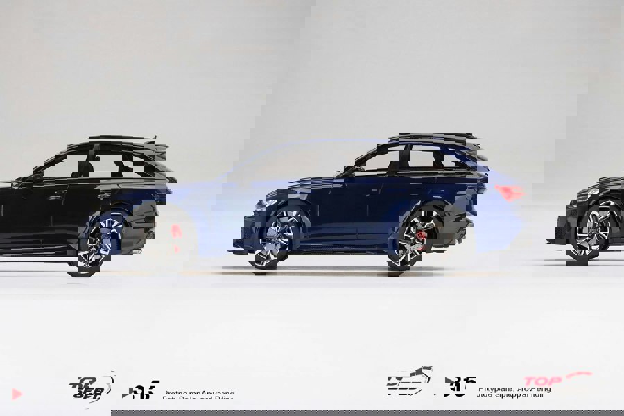 TSM Audi RS6 Avant Carbon Black Navarra Blue Metallic 1:18 Scale TSM TS0315