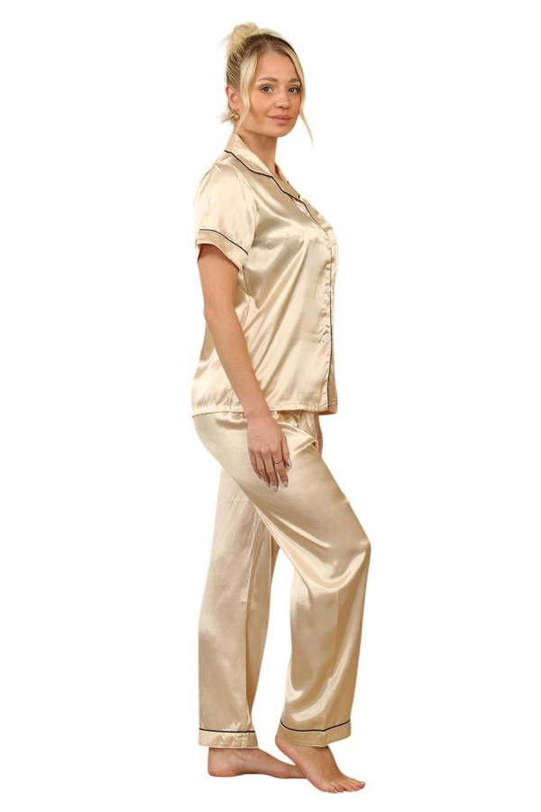 Champagne Satin Pyjama Set – Elegant & Comfortable Sleepwear for Women