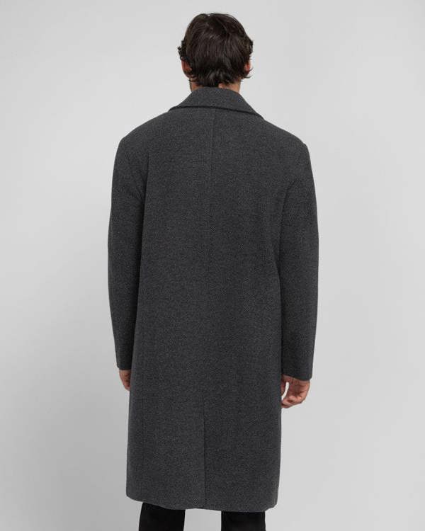 Steel & Jelly Men’s Ryburn Double-Breasted Long Charcoal Overcoat