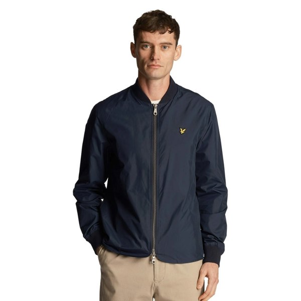 Lyle & Scott Branded Bomber Jacket - Navy Blue