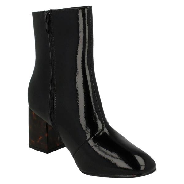 Spot On Ladies Spot On Block Mottled Heel Ankle Boots