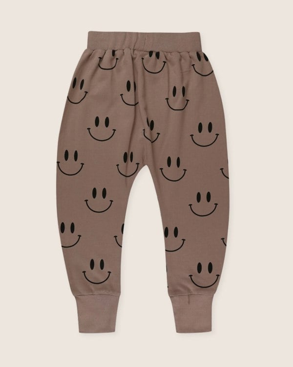 Organic cotton Brown Smiley Face Print Joggers - image 2