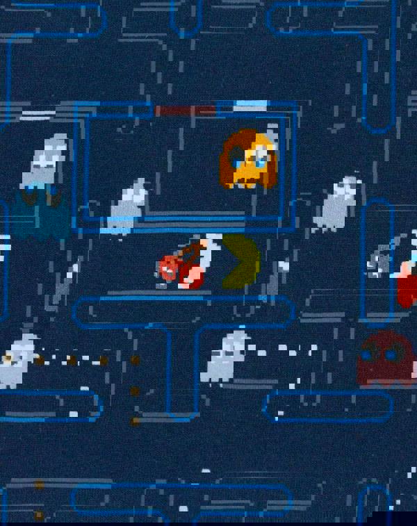 Pacman Mens Blue Classic Action Short Sleeved T-Shirt