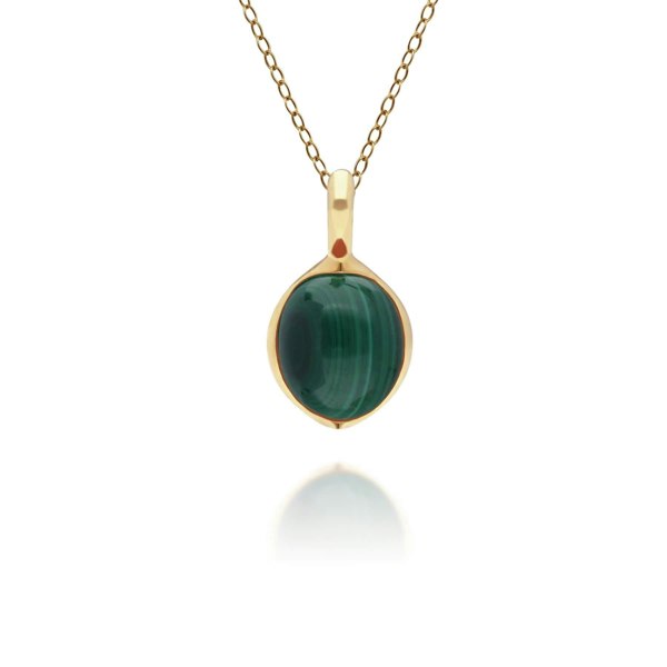 270P029205925 Irregular B Gem Malachite Pendant in Gold Plated Silver 1