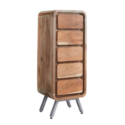Wyld Haus Los Angeles Reclaimed Wood and Metal 5 Drawer Tallboy Storage Chest