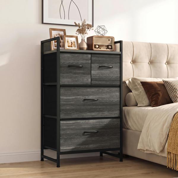 HOMCOM Bedroom Chest of Drawers 4 Drawer Dresser with Shelf, Grey