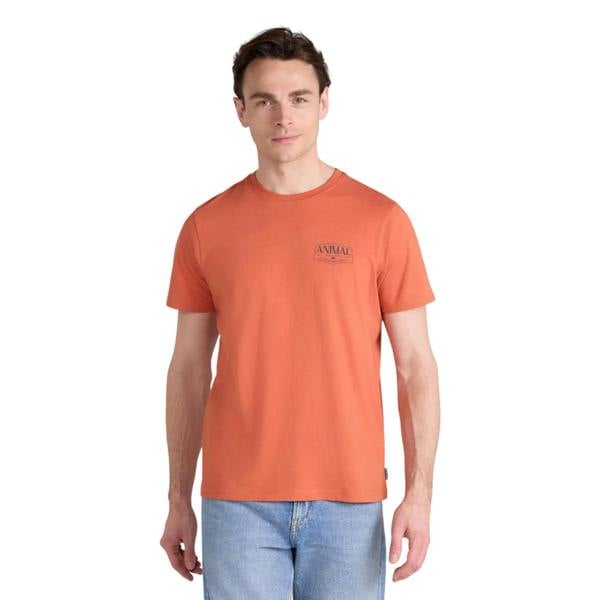 Animal Mens Jacob Back Print Logo T-Shirt - Bright Orange - 