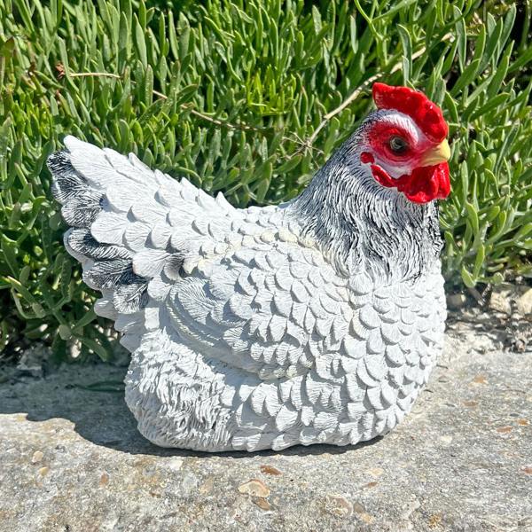 Farmwood White Chicken Garden Bird Ornament Statue