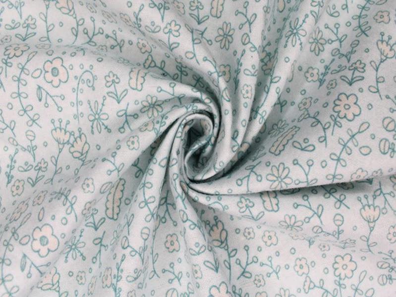 Minerva Core Range Deadstock Brushed Cotton Winceyette Flannel Fabric - Flowers Design Dressmaking Fabric, 108 cm / 43" Wide - per metre