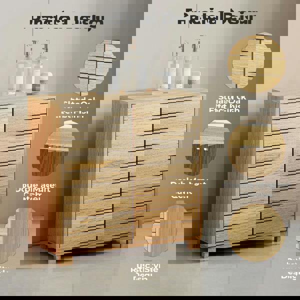 Levede Bathroom Floor Storage Cabinet 2-Tier Adjustable Shelf Cupboard Oak Style