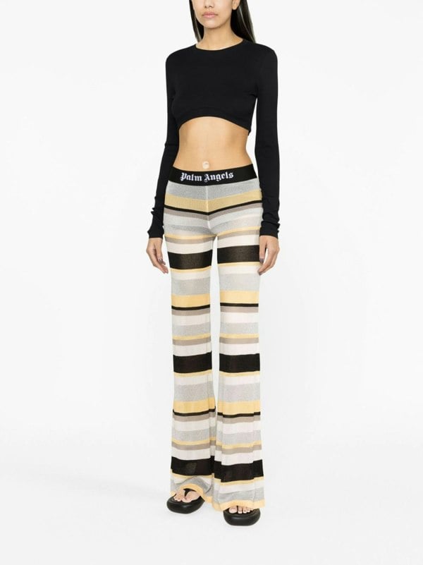 Palm Angels Fitted Ribbed Long Sleeve Tee Black - Supplied FashionPALM ANGELS