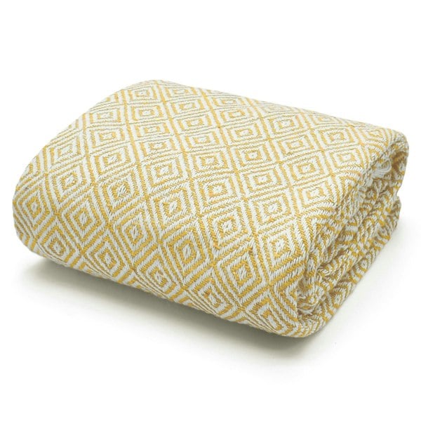 Velosso Luxury Jacquard Diamond Cotton Tassel Throw - 178cm x 254cm