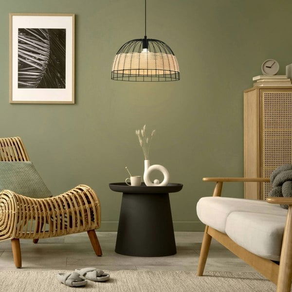 EGLO Single Pendant Light E27 Black ANWICK