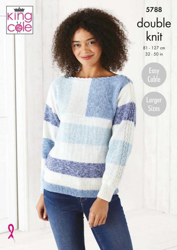King Cole Harvest DK Knitting Pattern 5788, Jackets, Sweaters, Cardigans for Women, 32- 50 Inches - Easy