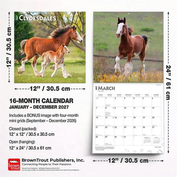 Clydesdales Calendar 2027, Wall Calendars, Month To View, Animals, Gift