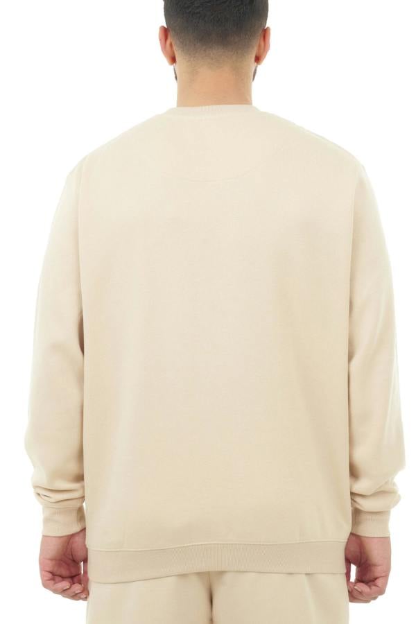 Smart Living Mens Polycotton Sweatshirt - Casual Long Sleeve Crewneck Pullover Jumper - Stone