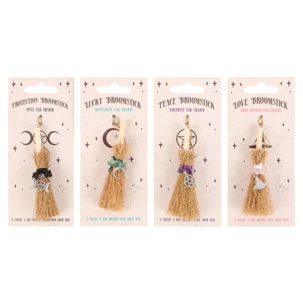 Serano Pack of 12 Lucky Crystal Broomstick Car Charms