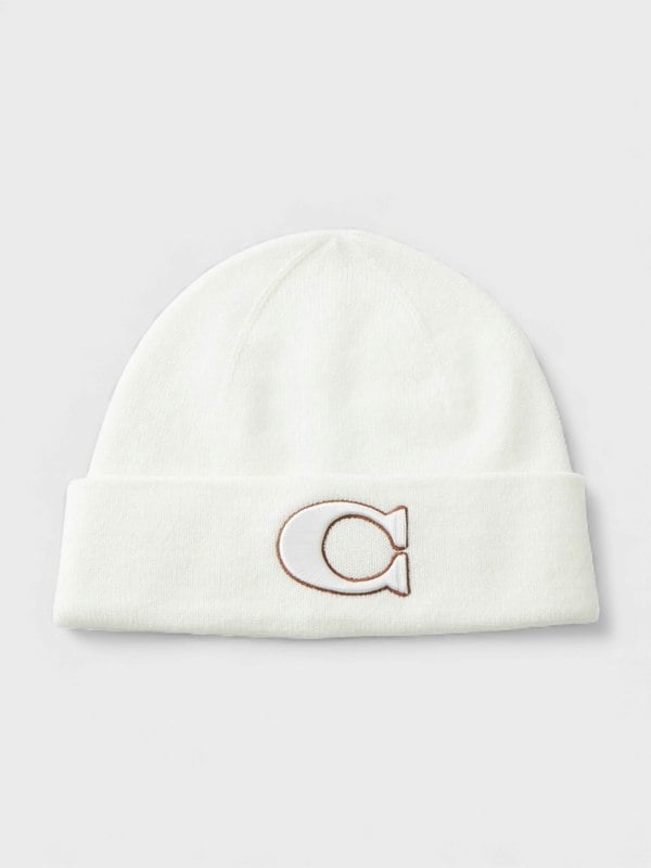 Coach Varsity Knit Beanie Chalk