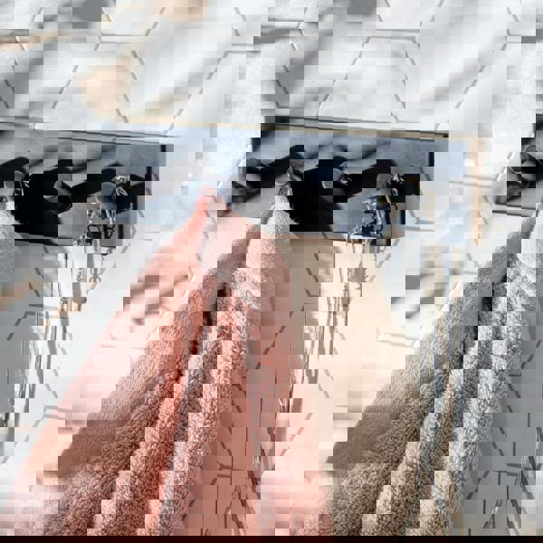 BESLAGSBODEN Black Stainless Steel Quadruple Towel Hook (180 x 45mm) Self Adhesive Bathroom Wall Mounted