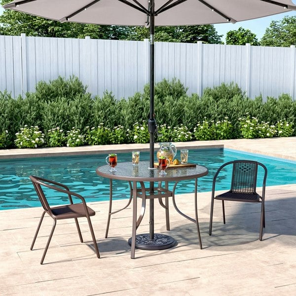 Garden Ripple Round Table With Umbrella Hole Or 2/4/6 Stacking Chairs Garden Dining Sets Living and Home